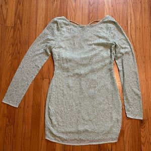 Nasty Gal mint green beaded cowl back dress